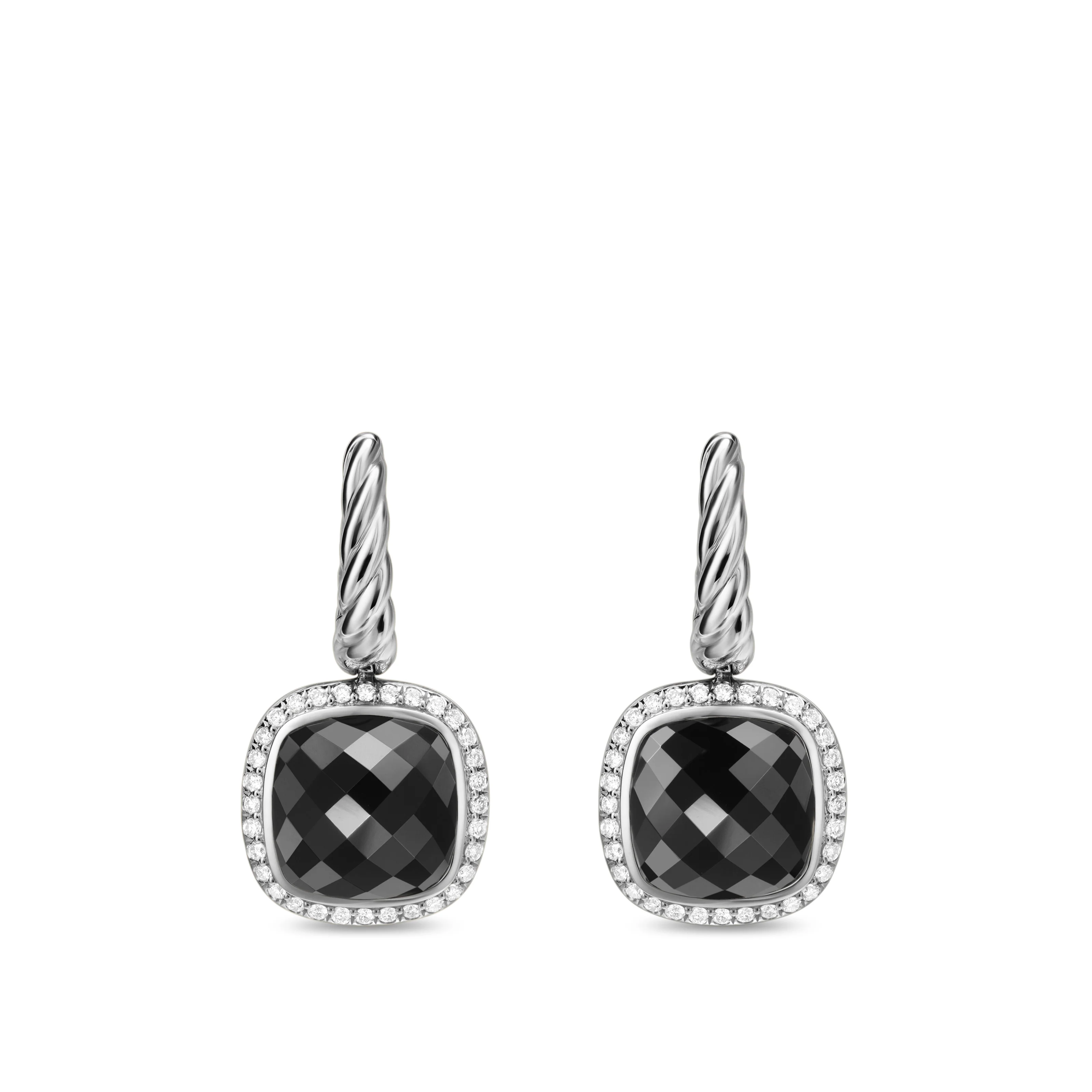 David Yurman Albion® Drop Earrings In Sterling Silver With Black Onyx And Diamonds, 10mm - Image 2