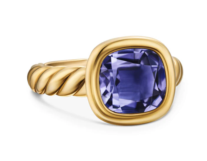 David Yurman Mercer® Stone Ring In 18k Yellow Gold With Iolite, 10mm - Image 2