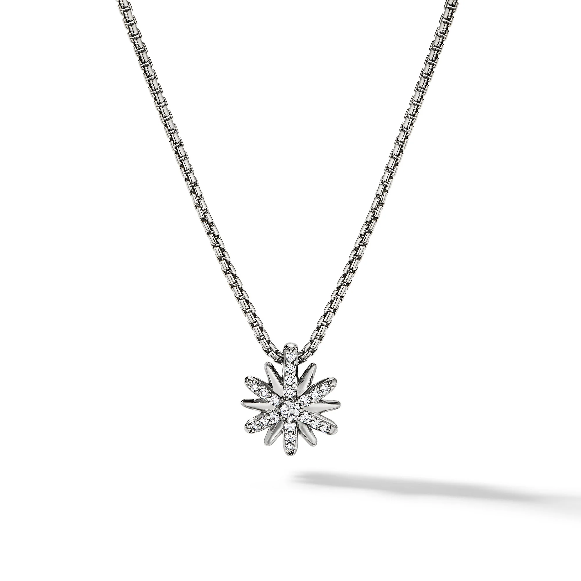 David Yurman Petite Starburst Pendant Necklace In Sterling Silver With Diamonds, 10.5mm
