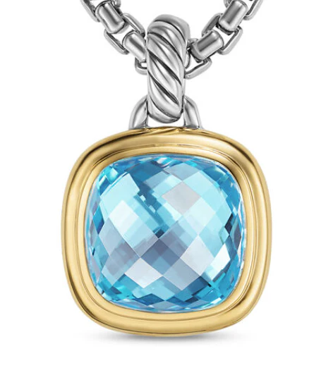 David Yurman Albion® Pendant In Sterling Silver With 18k Yellow Gold And Blue Topaz, 11mm - Image 2