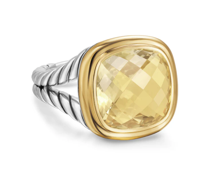 David Yurman Albion® Ring In Sterling Silver With 18k Yellow Gold And Champagne Citrine, 11mm - Image 2