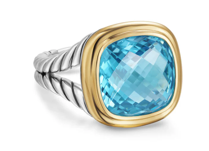 David Yurman Albion® Ring In Sterling Silver With 18k Yellow Gold And Blue Topaz, 11mm - Image 2