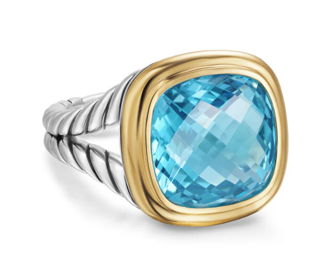 David Yurman Albion® Ring In Sterling Silver With 18k Yellow Gold And Blue Topaz, 11mm - Image 2