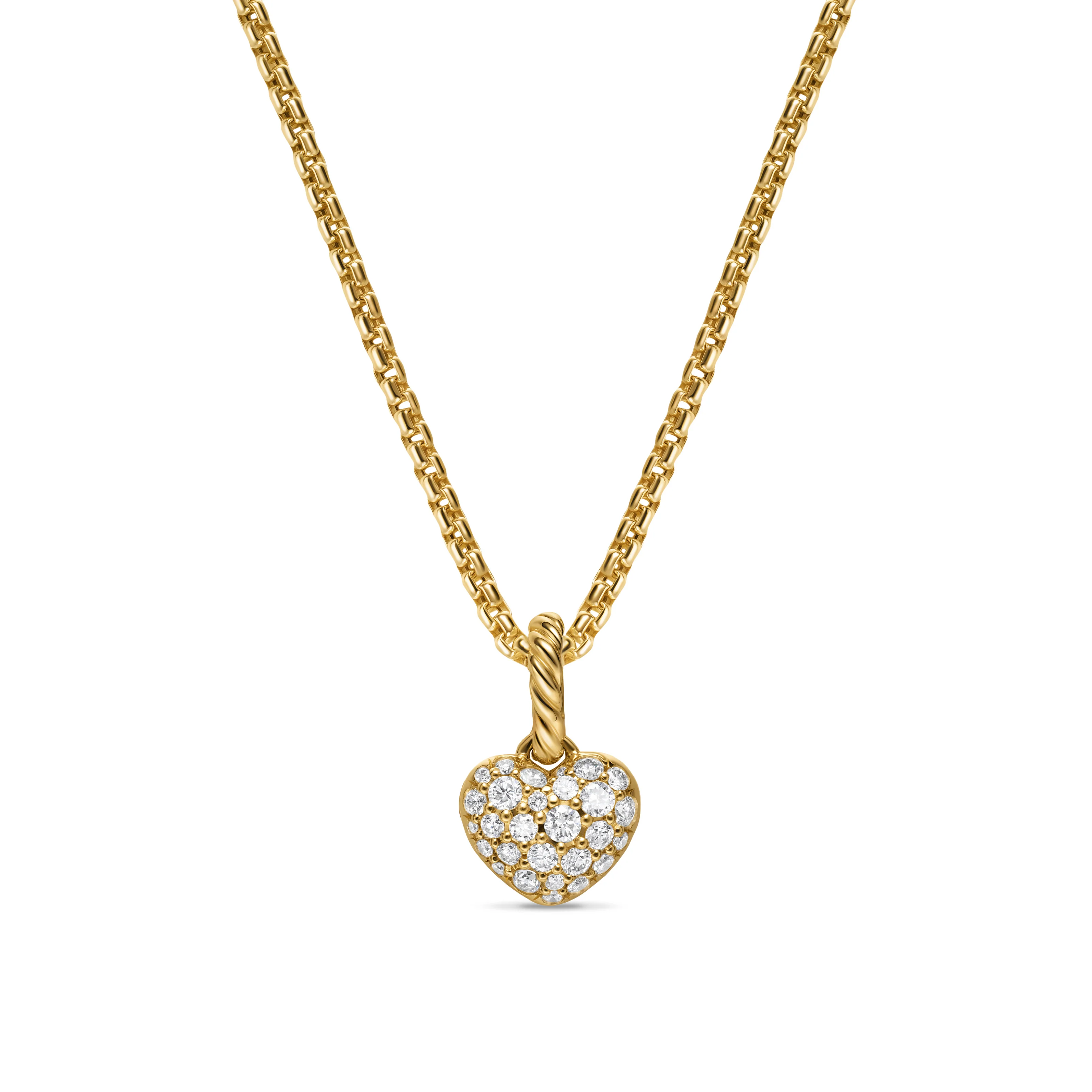 David Yurman Petite Pavé Heart Amulet In 18k Yellow Gold With Diamonds, 7.4mm - Image 2