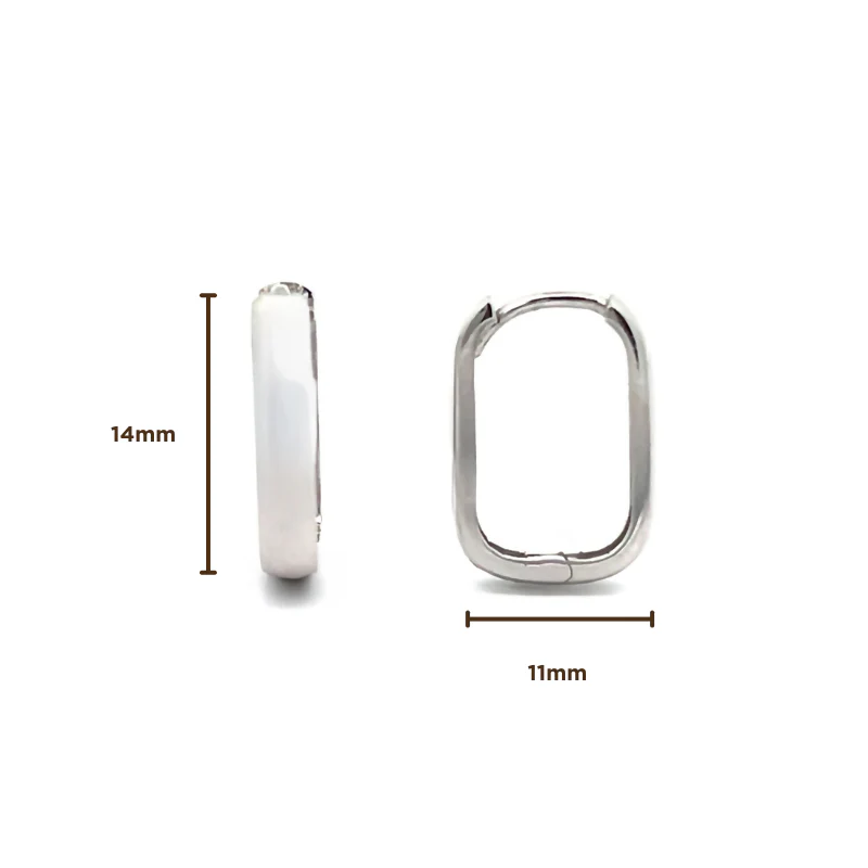 Brown & Co. 14k White Gold Rectangle Hoop Earrings - Image 2
