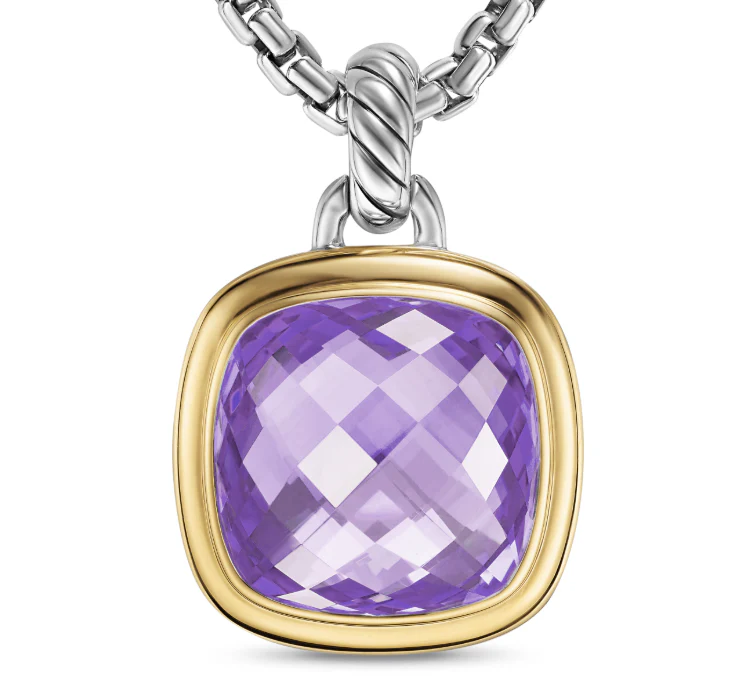 David Yurman Albion® Pendant In Sterling Silver With 18k Yellow Gold And Amethyst, 15mm - Image 2
