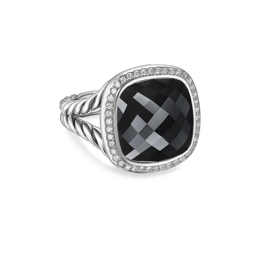 David Yurman Albion® Ring In Sterling Silver With Black Onyx And Diamonds, 15mm - Image 2