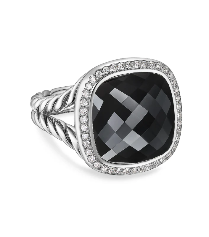 David Yurman Albion® Ring In Sterling Silver With Black Onyx And Diamonds, 15mm - Image 2