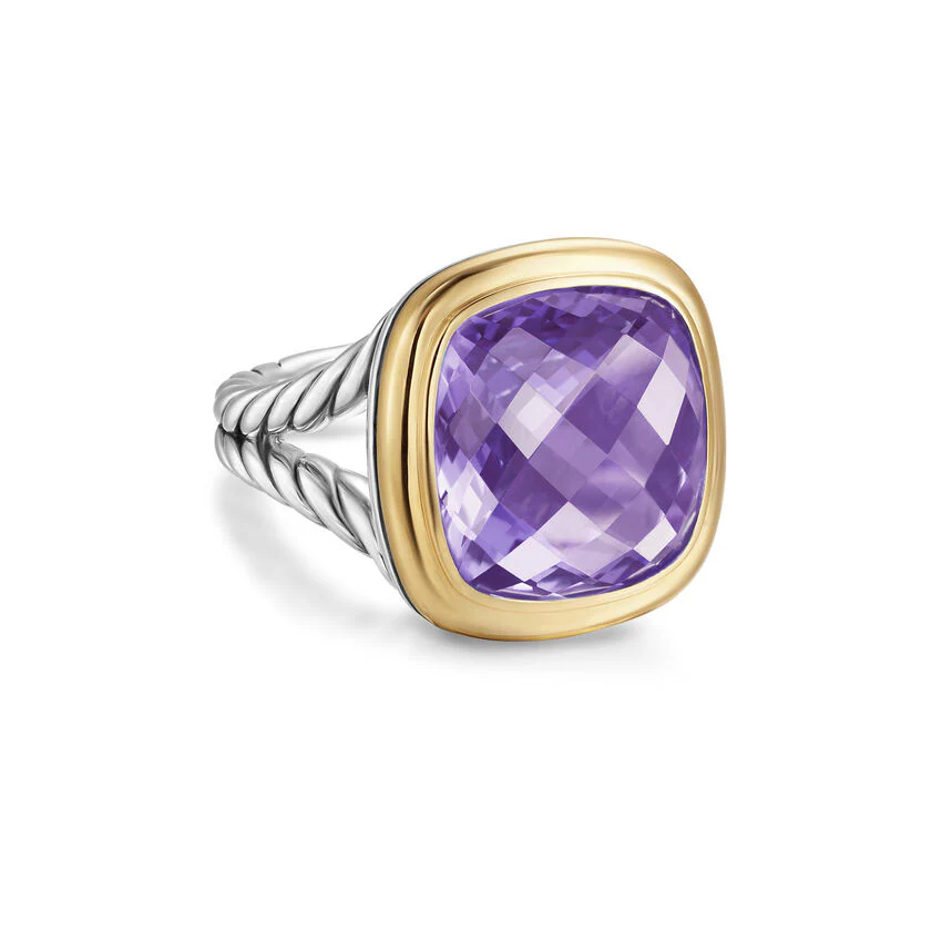 David Yurman Albion® Ring In Sterling Silver With 18k Yellow Gold And Amethyst, 15mm - Image 2