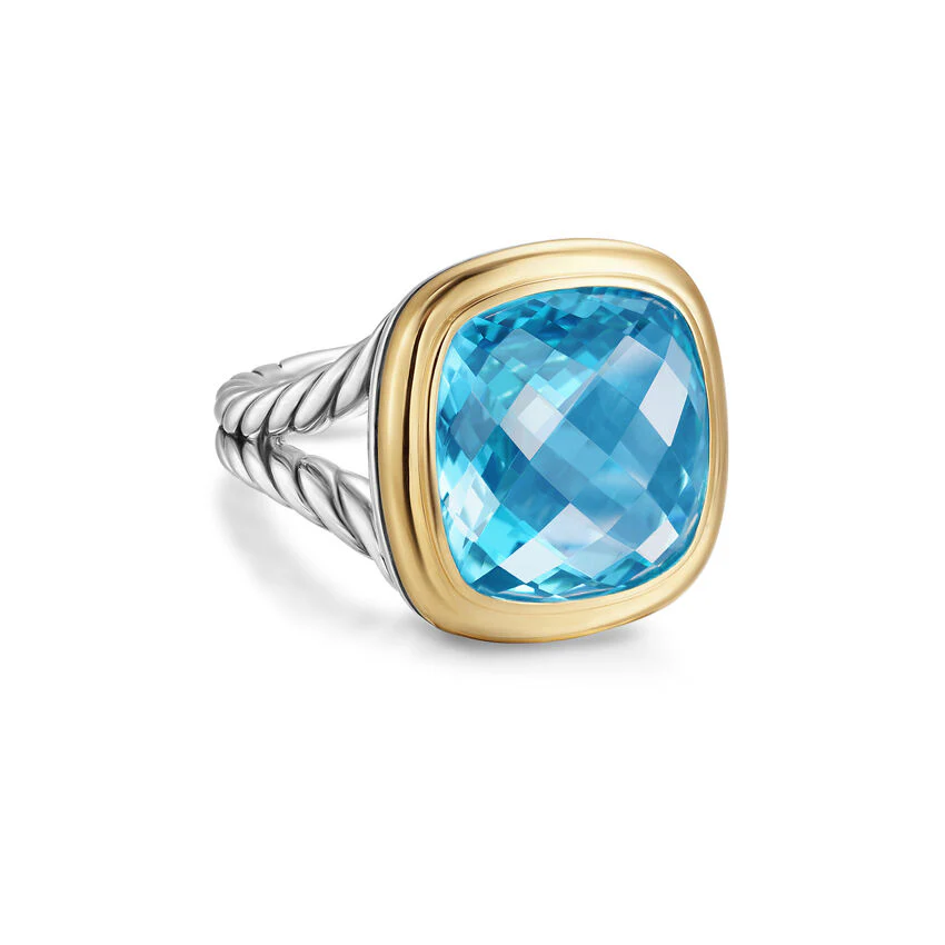 David Yurman Albion® Ring In Sterling Silver With 18k Yellow Gold And Blue Topaz, 15mm - Image 2