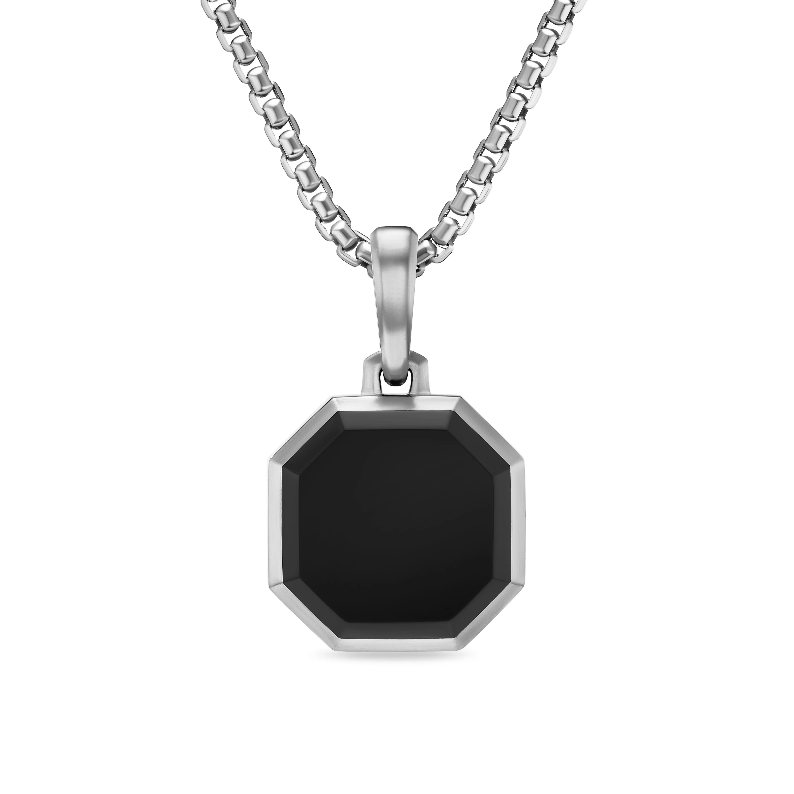 David Yurman Faceted Stone Amulet In Sterling Silver With Black Onyx, 16mm - Image 2