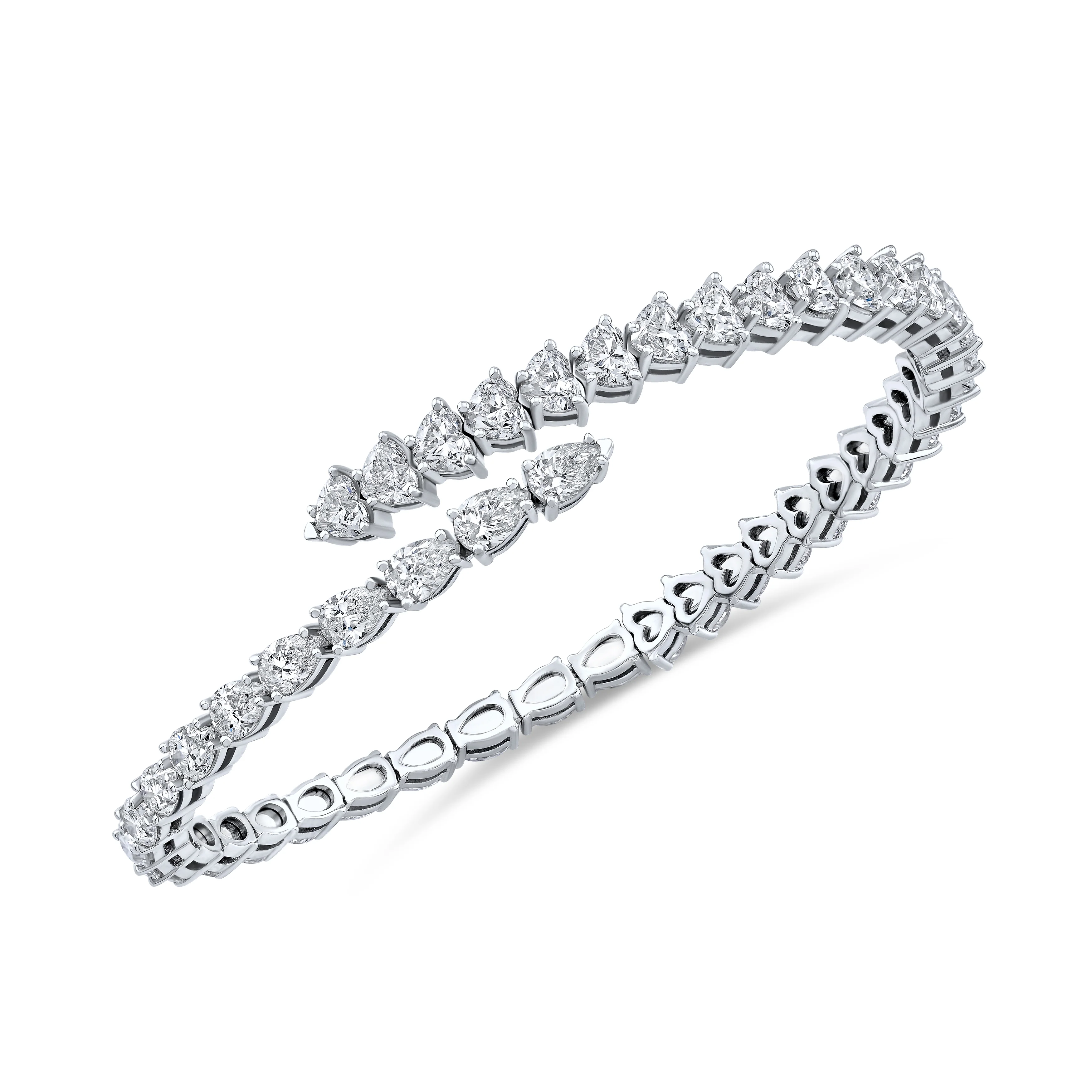 18k White Gold Diamond Bypass Bracelet - Image 2