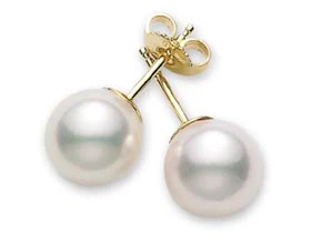 Mikimoto 18k Yellow Gold Pearl Stud Earrings