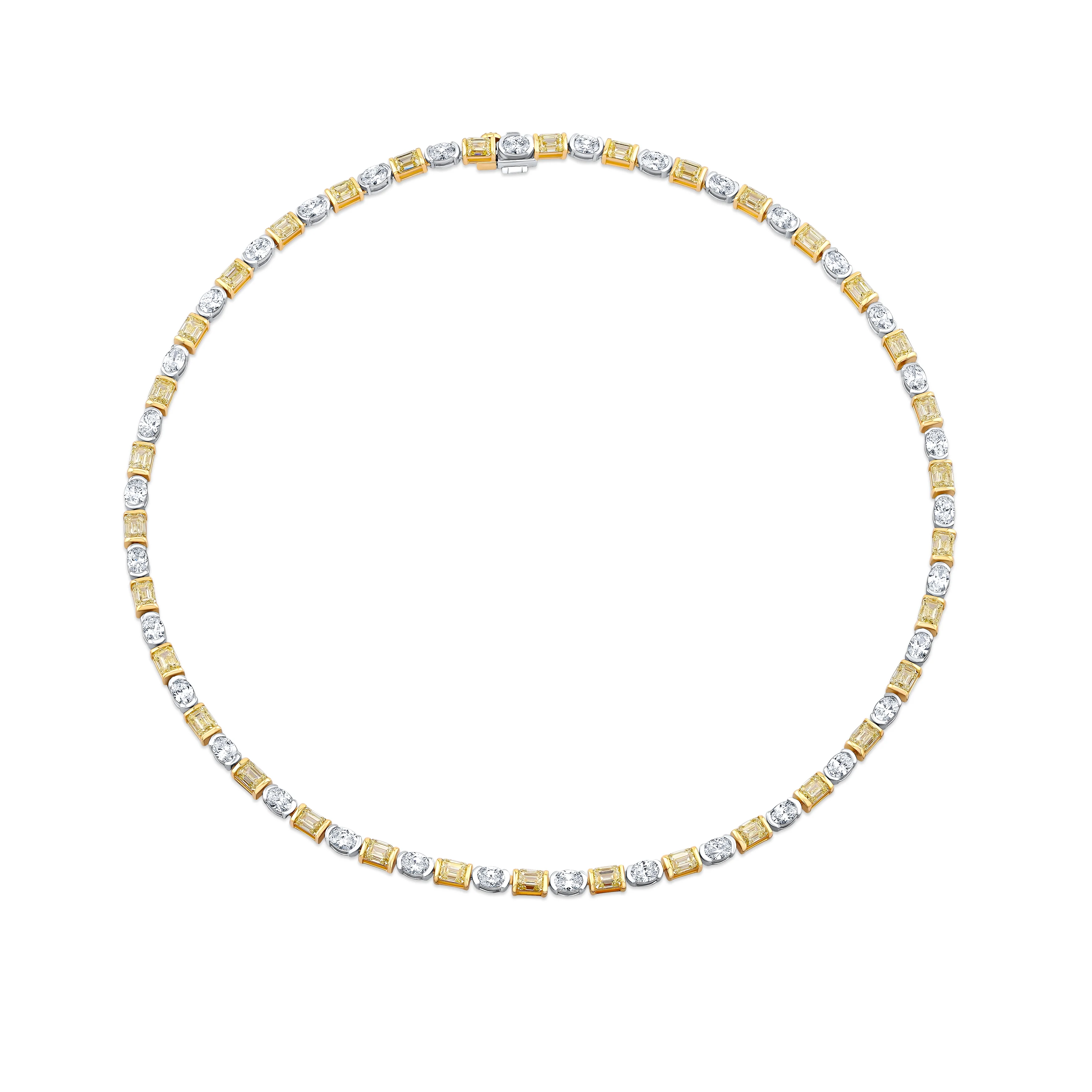 18k Yellow & White Gold Alternating Diamond Necklace - Image 2