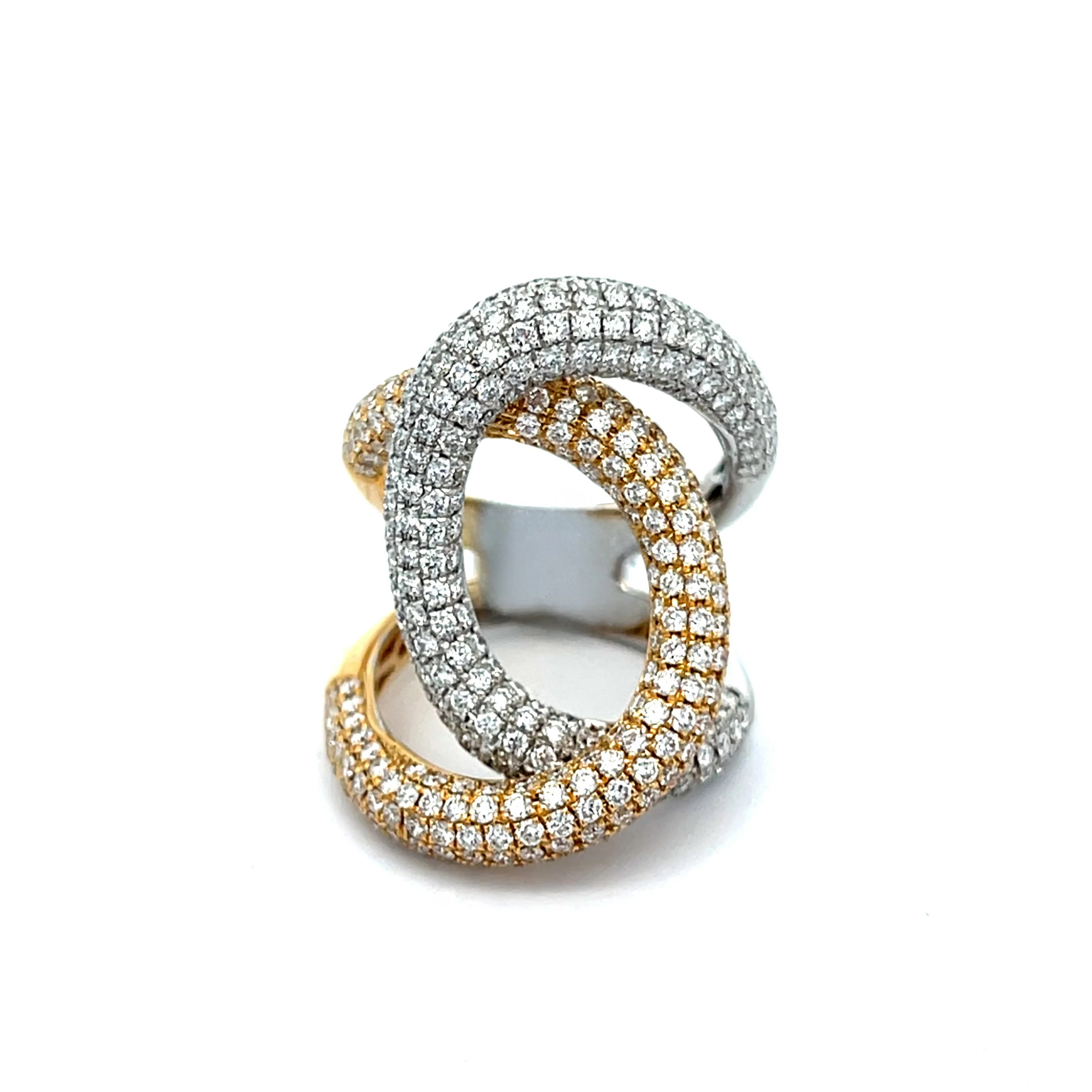 18k Yellow & White Gold Twisted Diamond Ring - Image 2