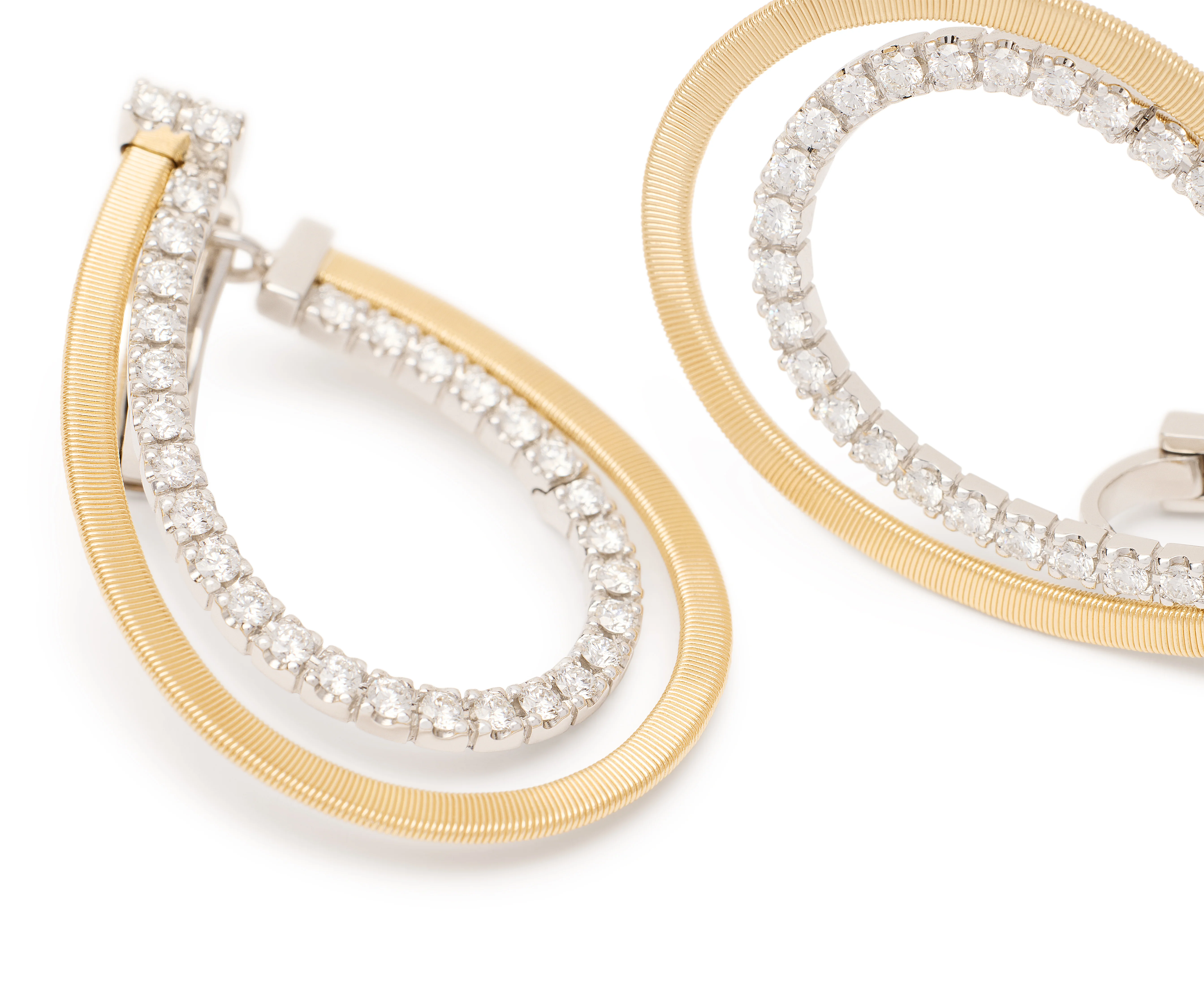 Marco Bicego 18k White & Yellow Gold Masai Diamond Earrings - Image 3