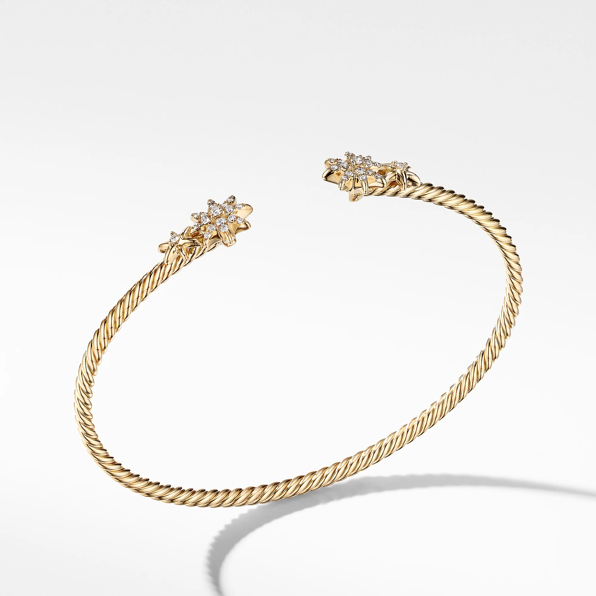 David Yurman Petite Starburst Cable Bracelet In 18k Yellow Gold With Diamonds, 2.6mm