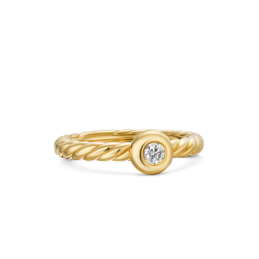 David Yurman Petite Cable Ring In 18k Yellow Gold With Center Diamond, 2.8mm - Image 2