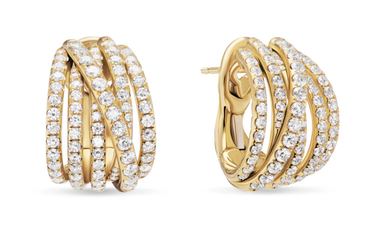 David Yurman Pavé Crossover Shrimp Earrings In 18k Yellow Gold With Diamonds, 19.6mm - Image 2