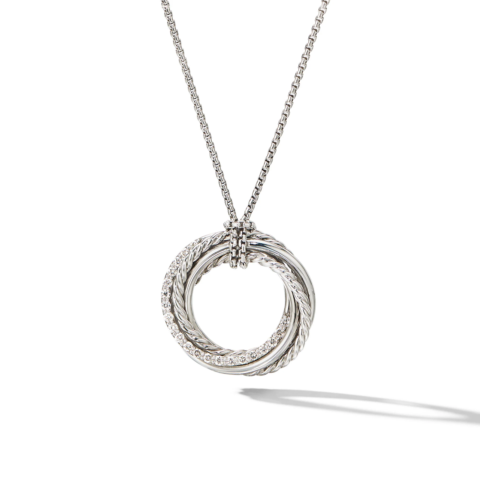 David Yurman Crossover Pendant Necklace In Sterling Silver With Diamonds, 21mm