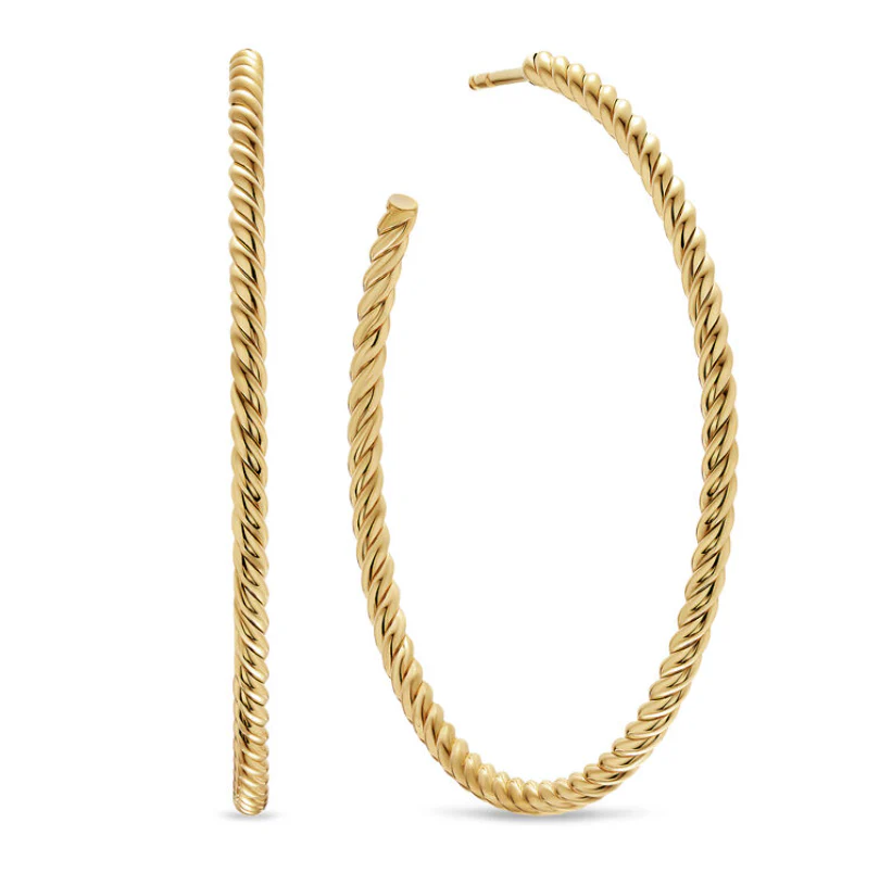 David Yurman Cable Hoop Earrings In 18k Yellow Gold, 42.3mm - Image 2