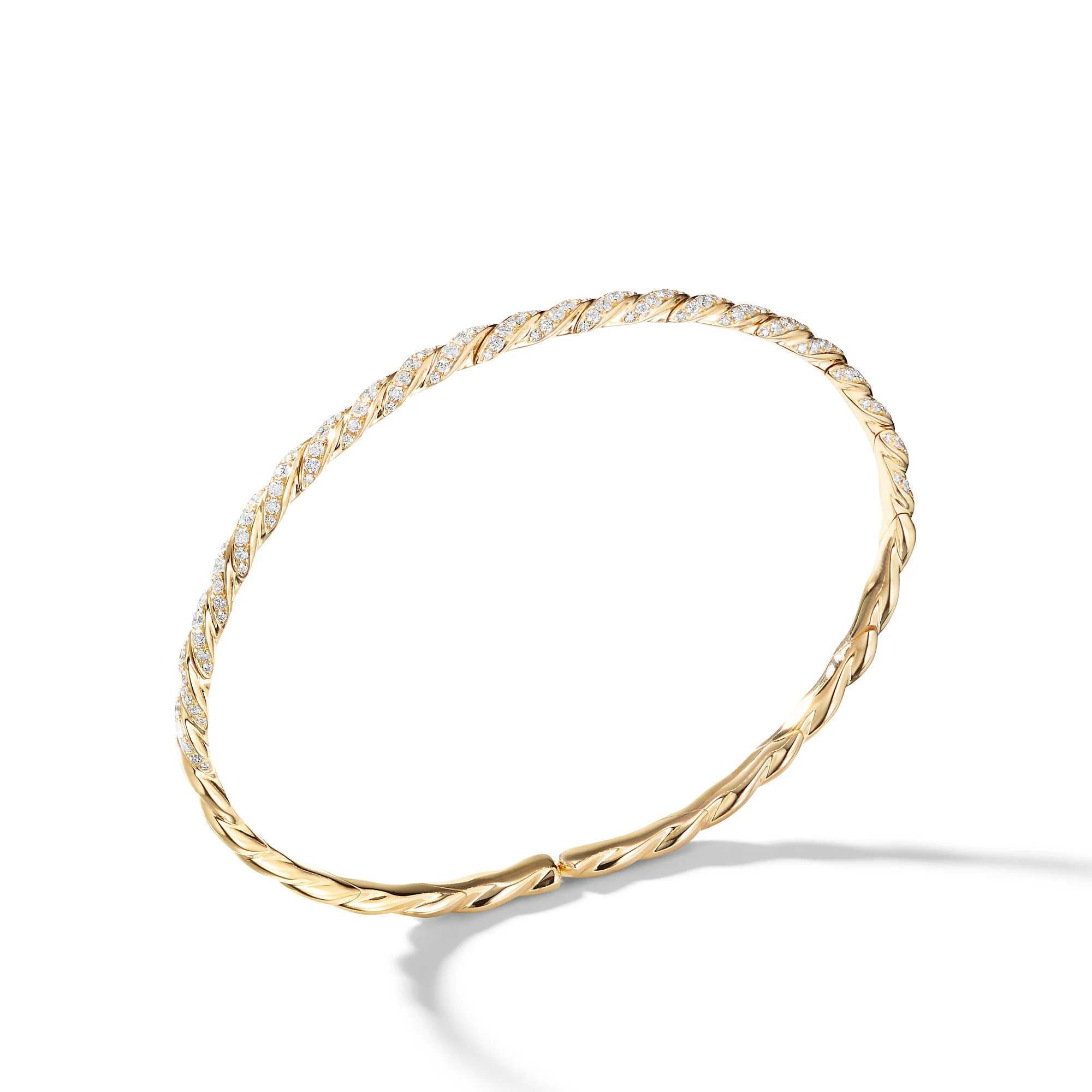 David Yurman Sculpted Cable Flex Bracelet In 18k Yellow Gold With Diamonds, 3.5mm