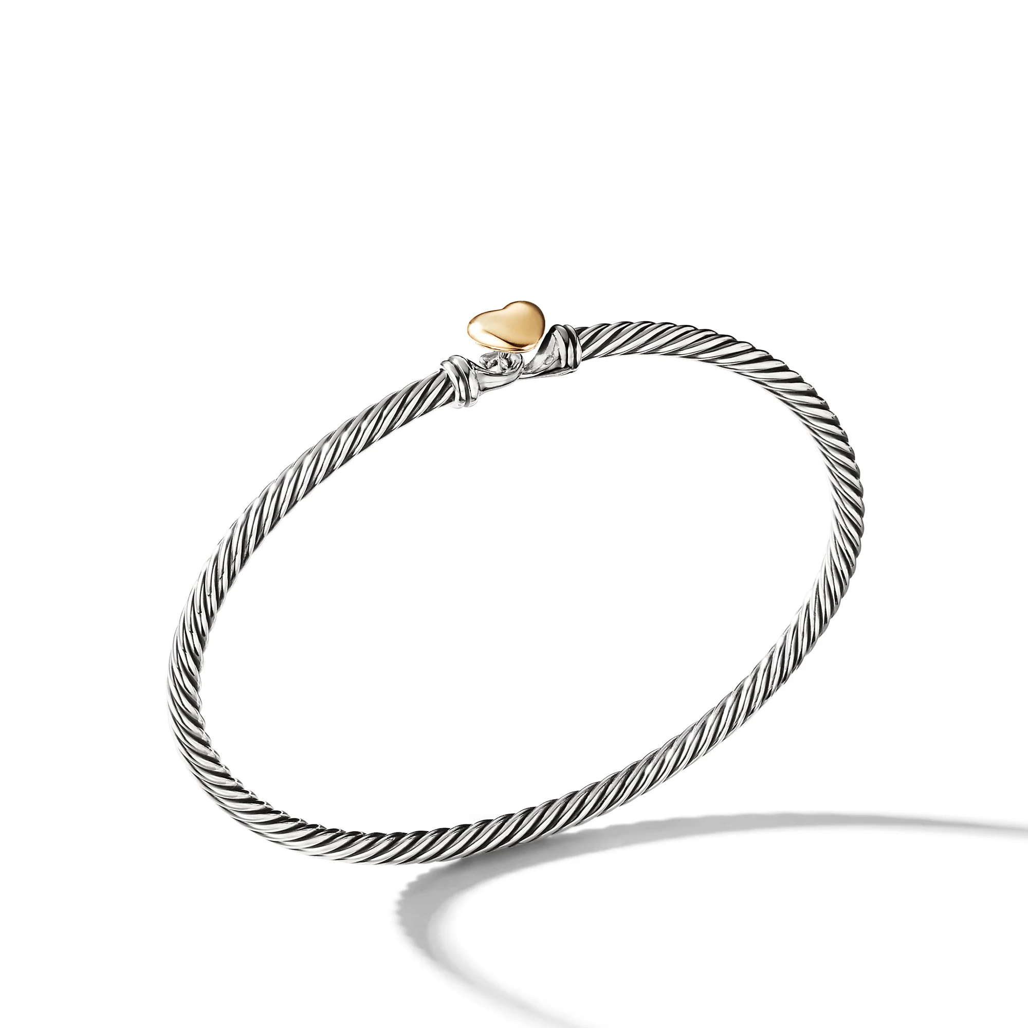 David Yurman Cable Collectibles® Heart Bracelet In Sterling Silver With 18k Yellow Gold, 3mm