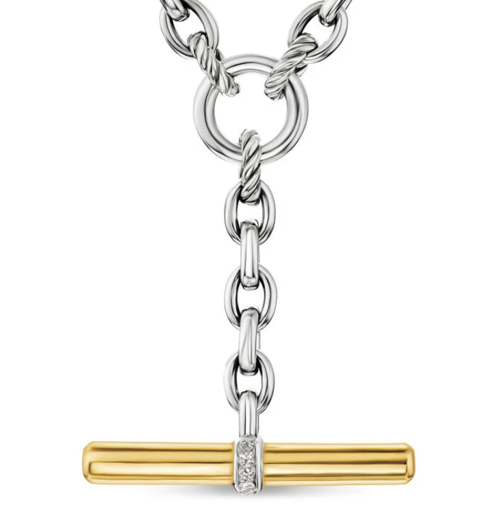 David Yurman Mercer® Petite Toggle Chain Necklace In Sterling Silver And 18k Yellow Gold With Diamonds, 4.5mm - Image 2