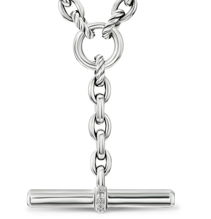 David Yurman Mercer® Petite Toggle Chain Necklace In Sterling Silver With Diamonds, 4.5mm - Image 2