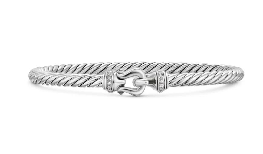 David Yurman Cable Flex Buckle Bracelet In Sterling Silver With Diamonds, 4mm - Image 2