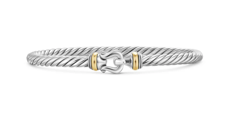 David Yurman Cable Flex Buckle Bracelet In Sterling Silver With 14k Yellow Gold, 4mm - Image 2