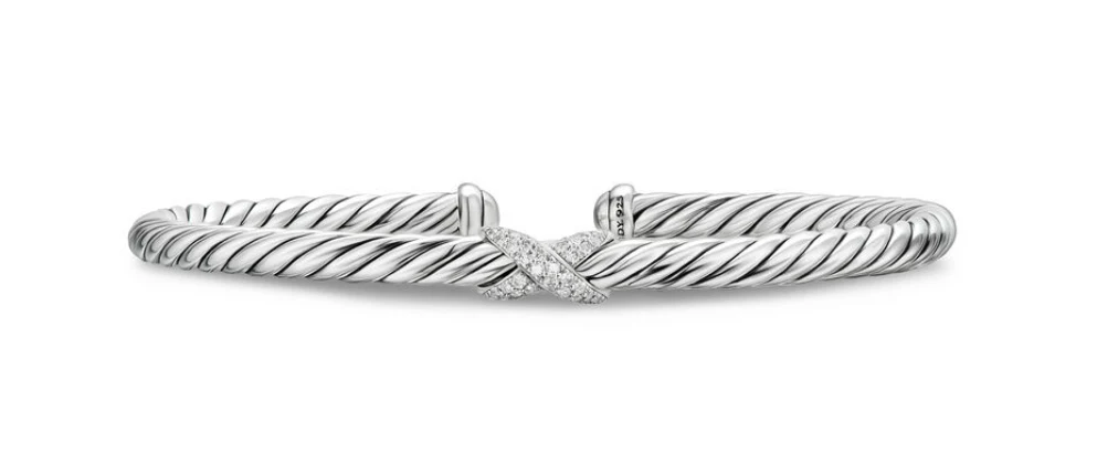 David Yurman Cable Flex X Station Bracelet In Sterling Silver With Diamonds, 4mm - Image 2