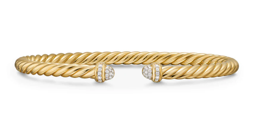 David Yurman Cablespira® flex Bracelet In 18k Yellow Gold With Diamonds, 4mm - Image 2