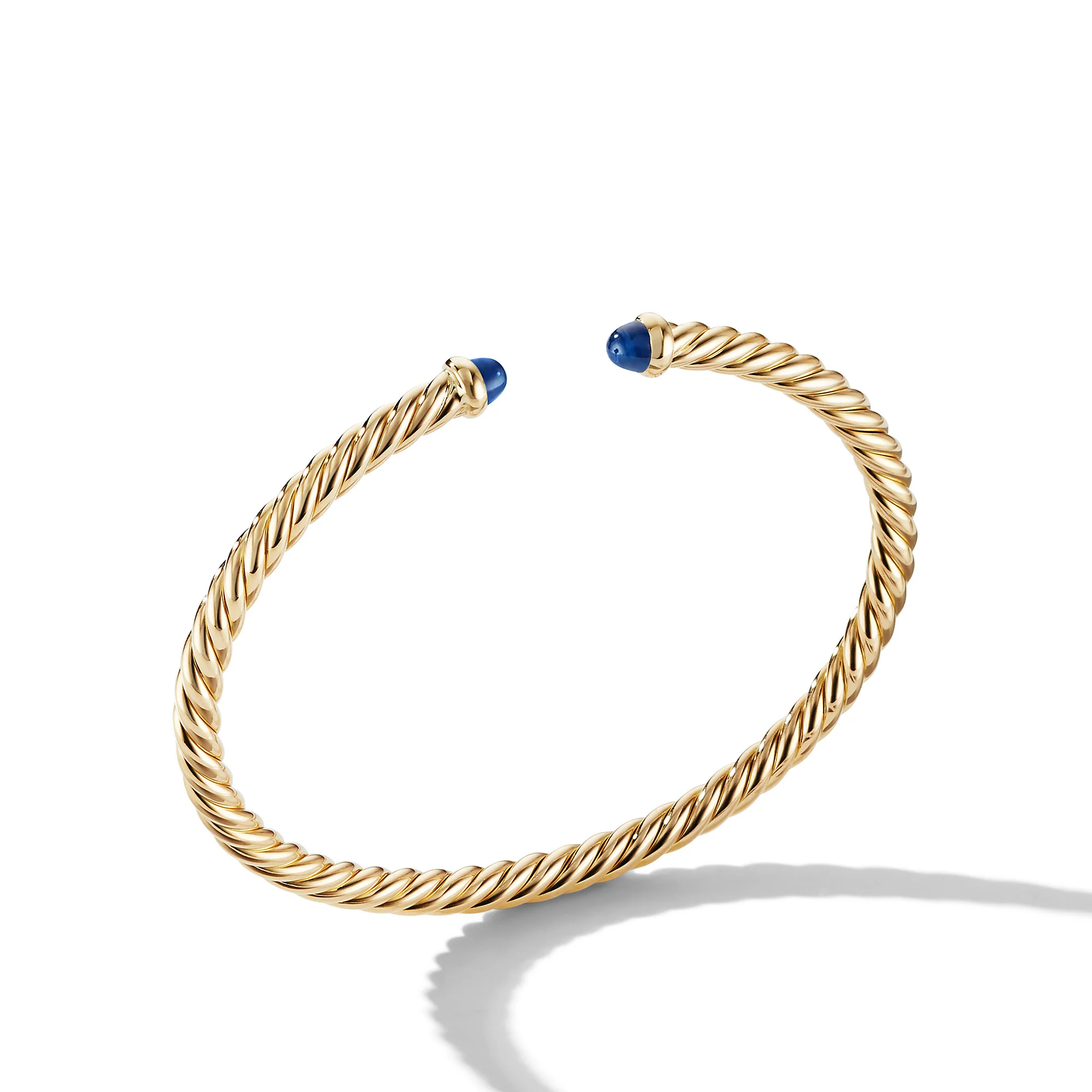 David Yurman Cable Flex Bracelet In 18k Yellow Gold With Blue Sapphires, 4mm