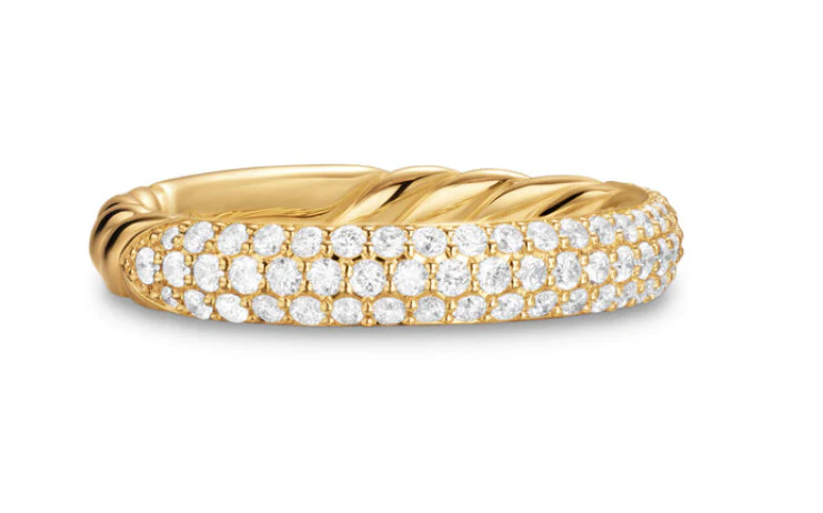 David Yurman Mercer® Pavé Band Ring In 18k Yellow Gold With Diamonds, 3.7mm