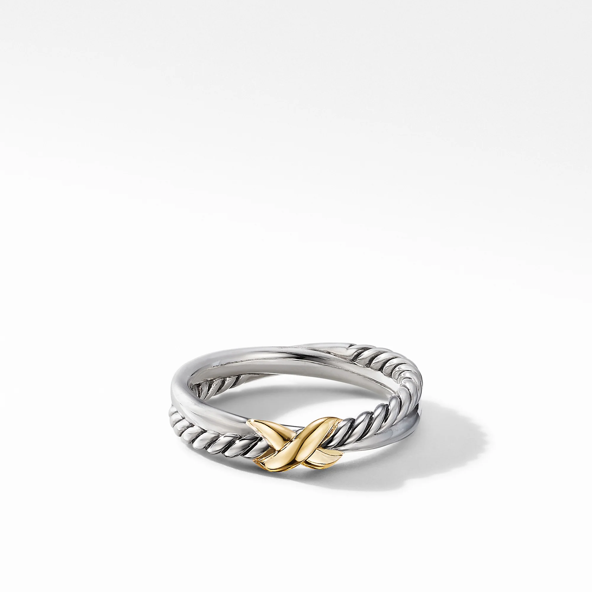 David Yurman Petite X Ring In Sterling Silver With 18k Yellow Gold, 4mm - Image 2