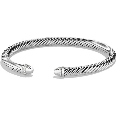 David Yurman Classic Cable Bracelet In Sterling Silver With Diamonds, 5mm - Image 2