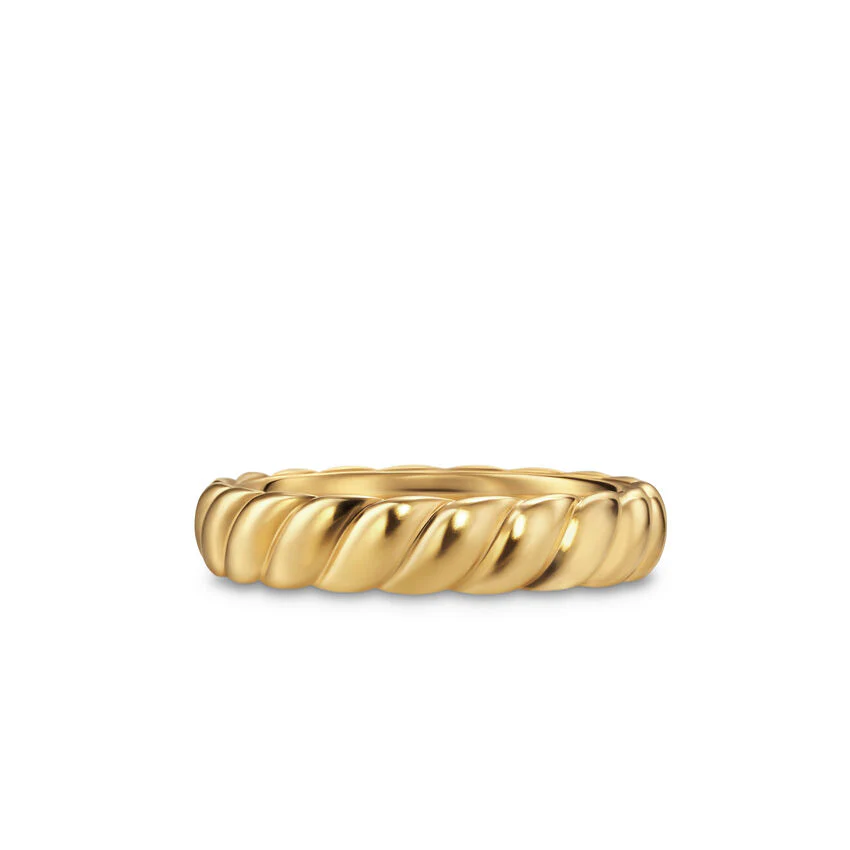 David Yurman Sculpted Cable Band Ring In 18k Yellow Gold, 5mm - Image 2