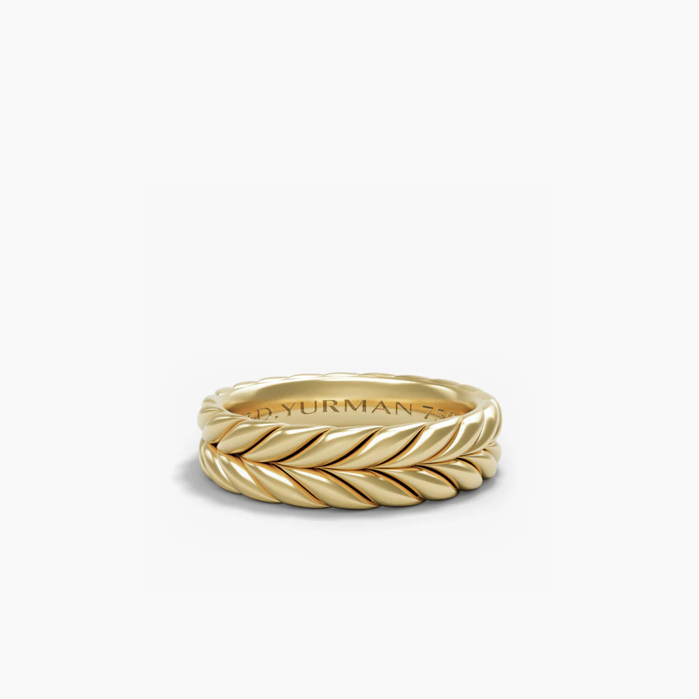 David Yurman Chevron Band Ring In 18k Yellow Gold, 6.2mm - Image 2