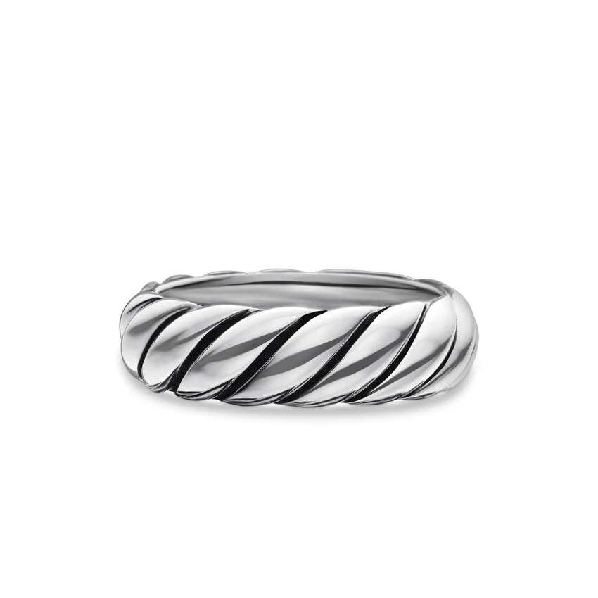 David Yurman Sculpted Cable Band Ring In Sterling Silver, 6mm - Image 2