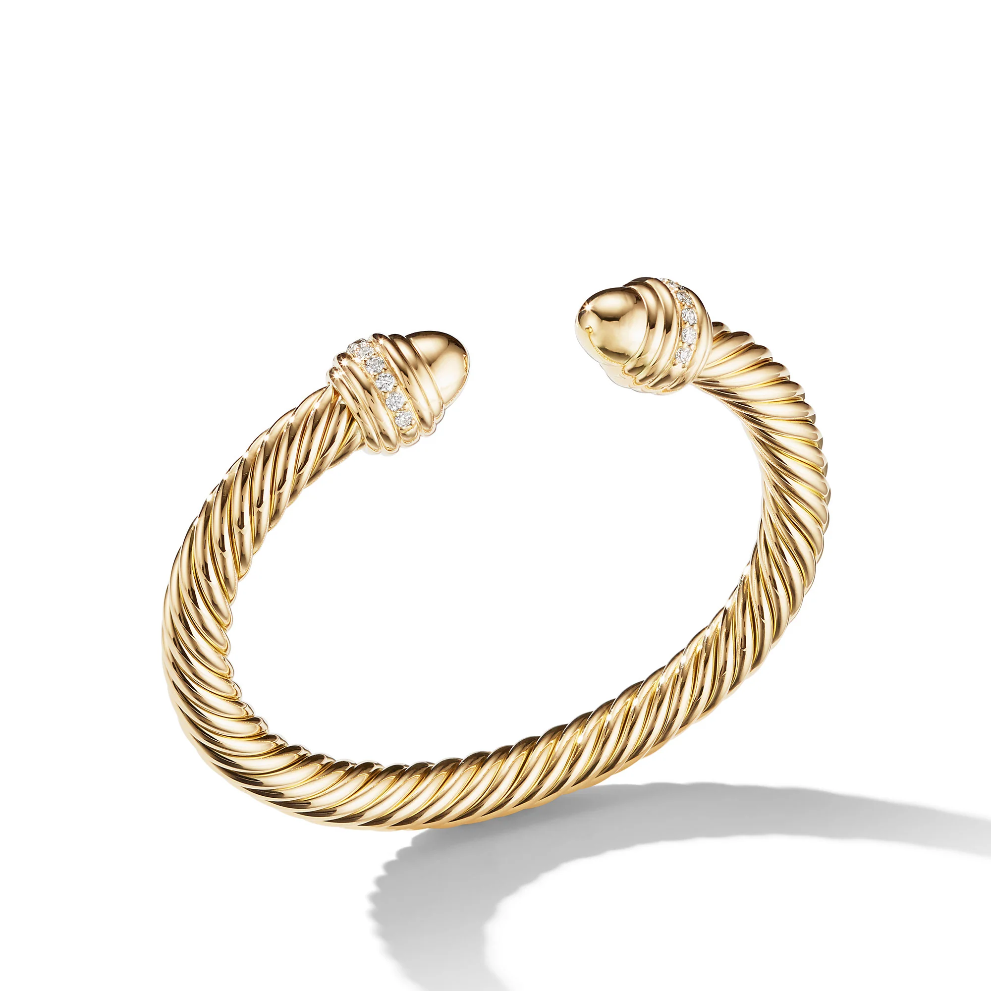 David Yurman Classic Cablespira® Bracelet In 18k Yellow Gold With Gold Domes And Diamonds, 7mm