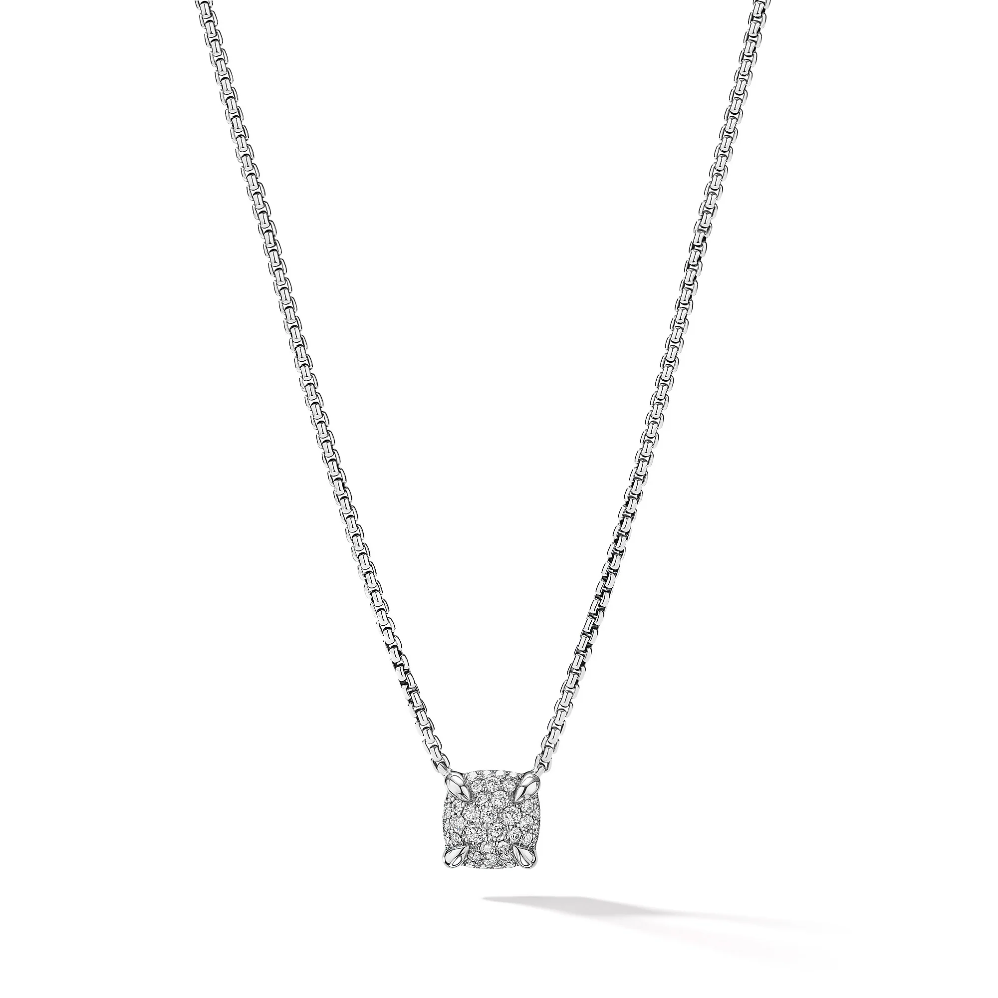 David Yurman Petite Chatelaine® Pendant Necklace In Sterling Silver With Pavé Diamonds, 7mm