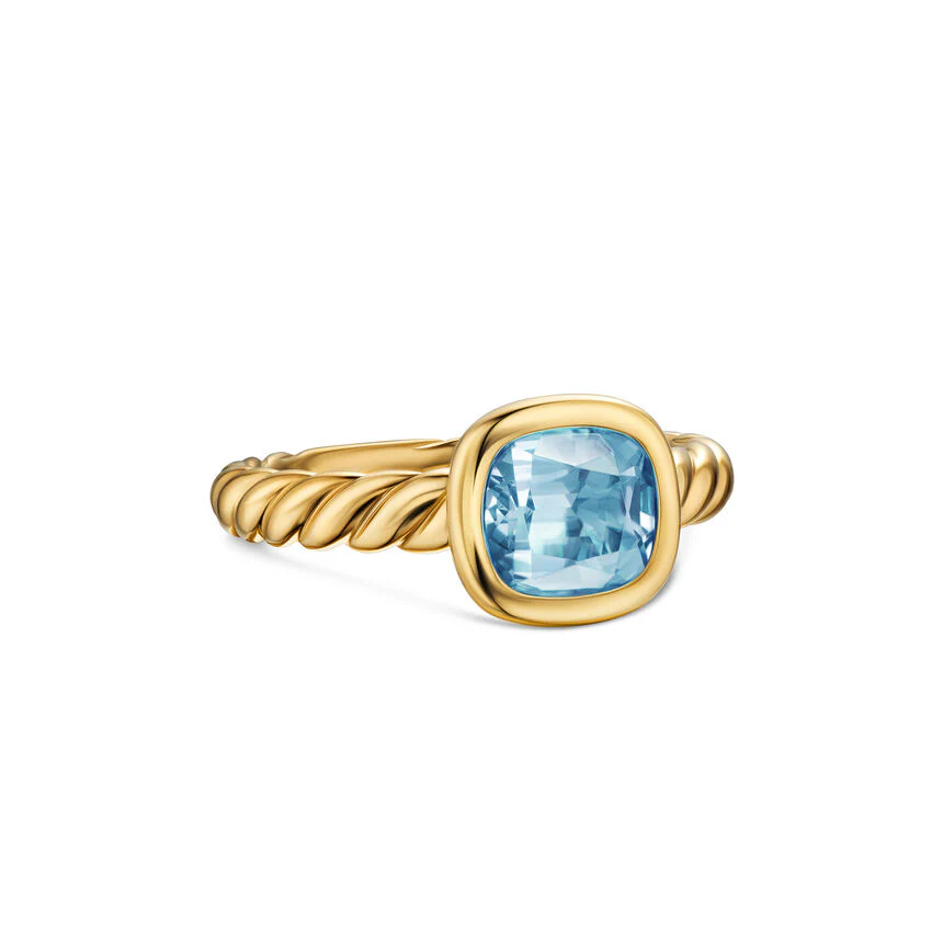 David Yurman Mercer® Stone Ring In 18k Yellow Gold With Sky Blue Topaz, 7mm - Image 2