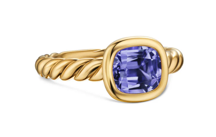 David Yurman Mercer® Stone Ring In 18k Yellow Gold With Iolite, 7mm - Image 2