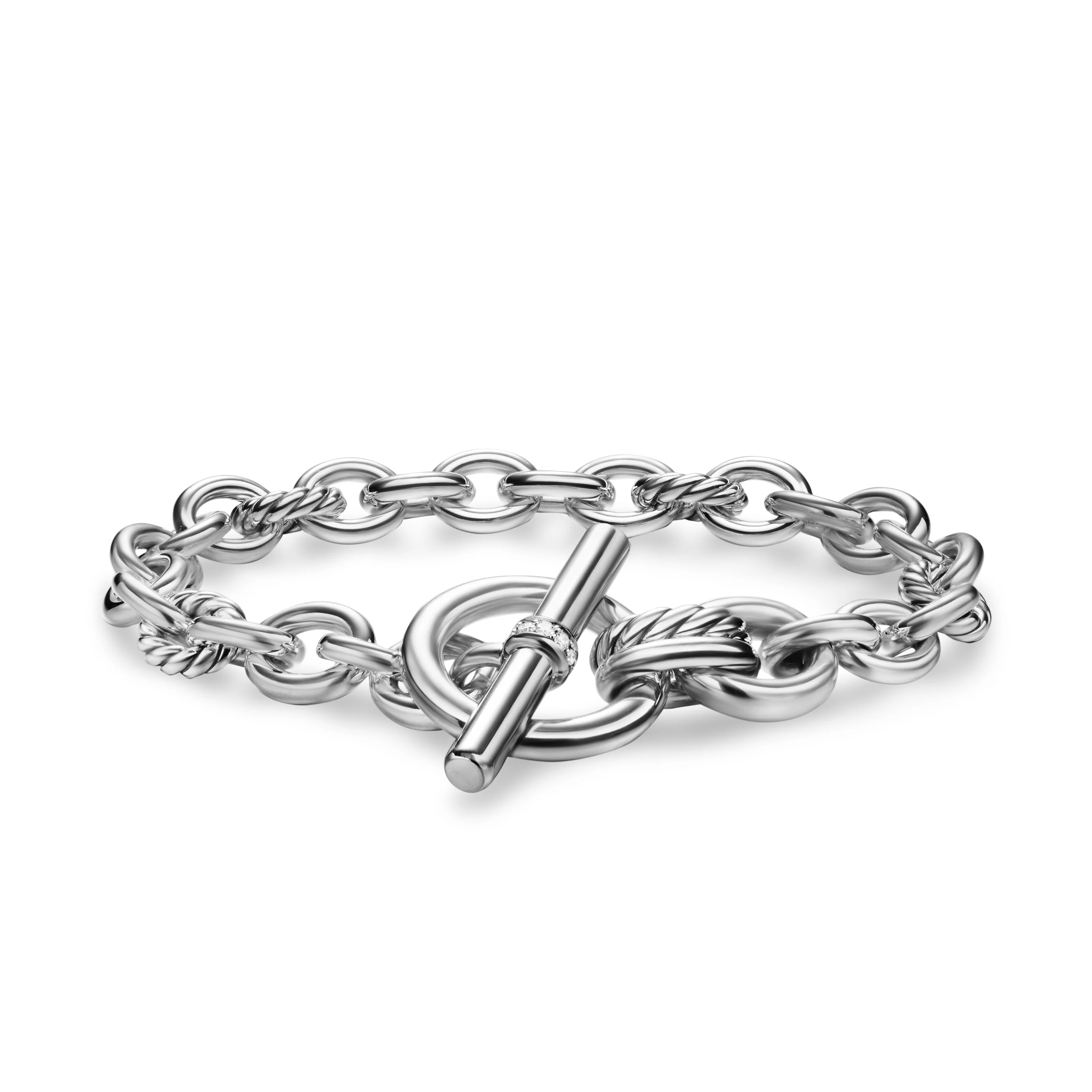 David Yurman Mercer® Toggle Chain Bracelet In Sterling Silver With Diamonds, 8mm - Image 2