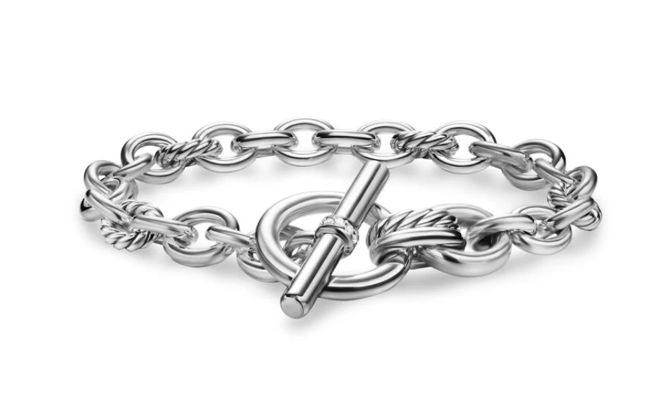 David Yurman Mercer® Toggle Chain Bracelet In Sterling Silver With Diamonds, 8mm - Image 2