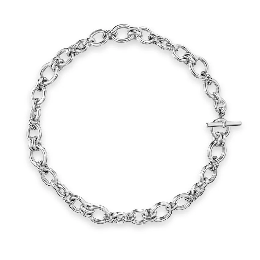 David Yurman Mercer® Chain Necklace In Sterling Silver With Diamonds, 8mm - Image 2