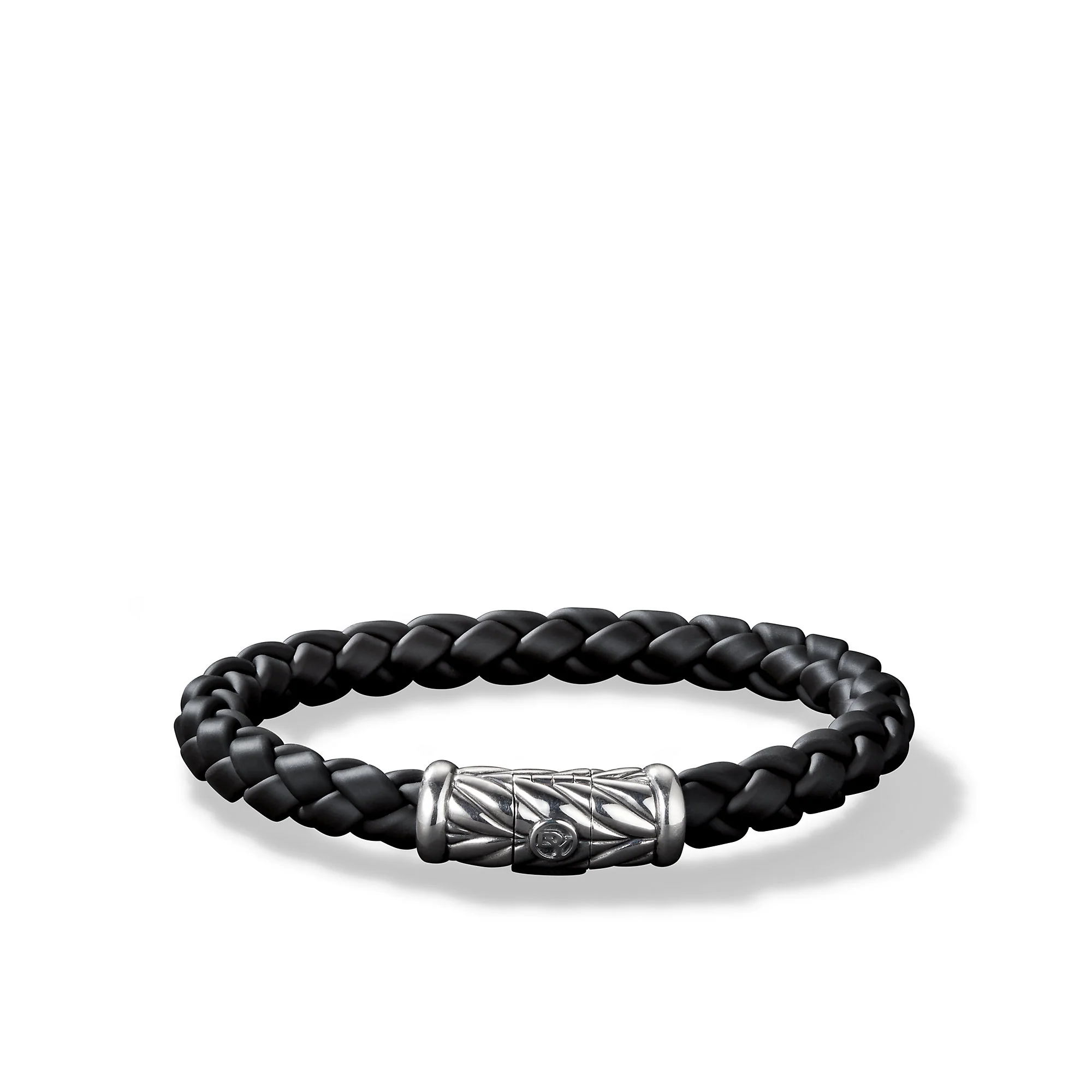 David Yurman Chevron Bracelet In Black Rubber And Sterling Silver, 8mm - Image 2