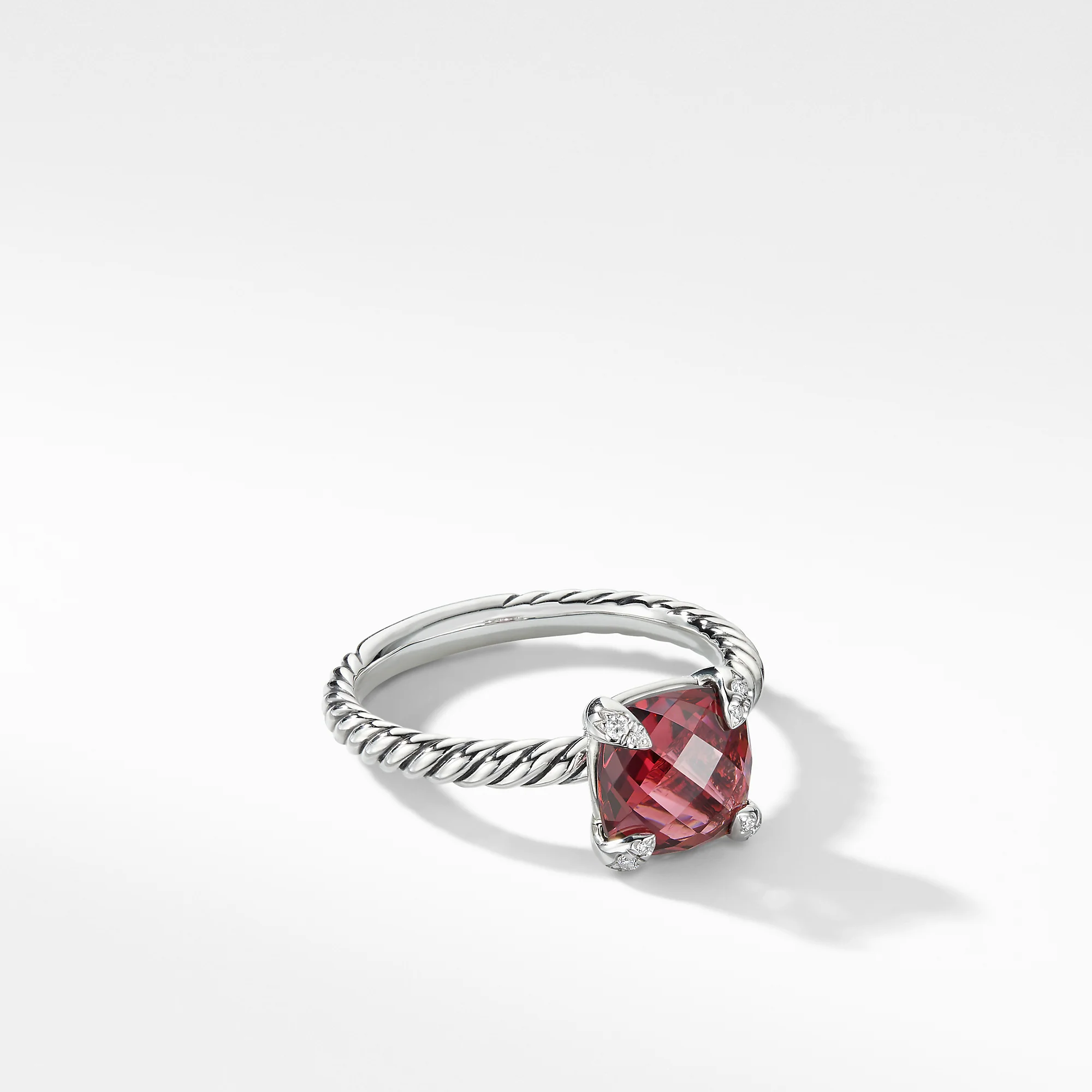 David Yurman 8mm Chatelaine Pv Prong Ring Rg Di Sil - Image 2