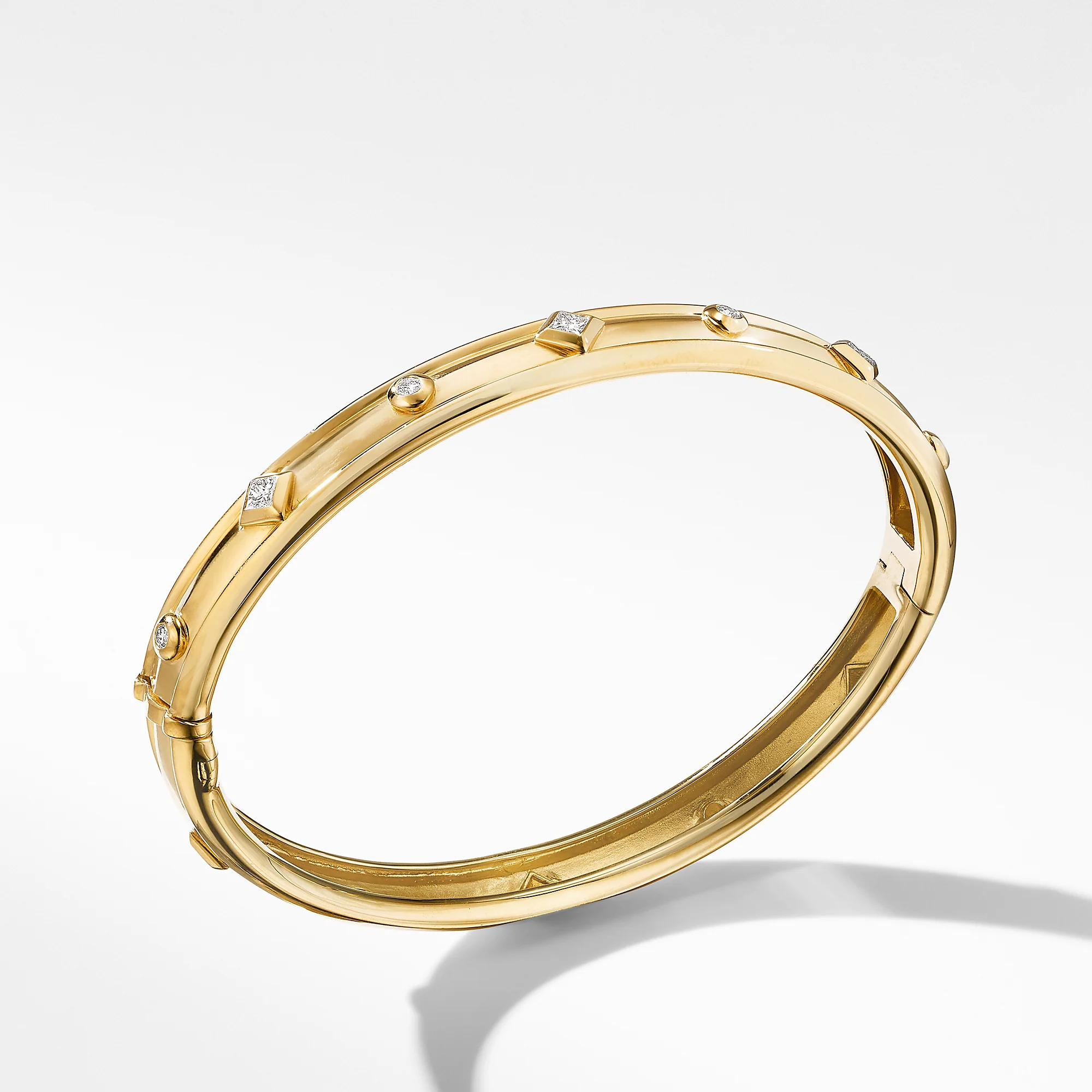 David Yurman Modern Renaissance Bangle Bracelet In 18k Yellow Gold With Diamonds, 8mm